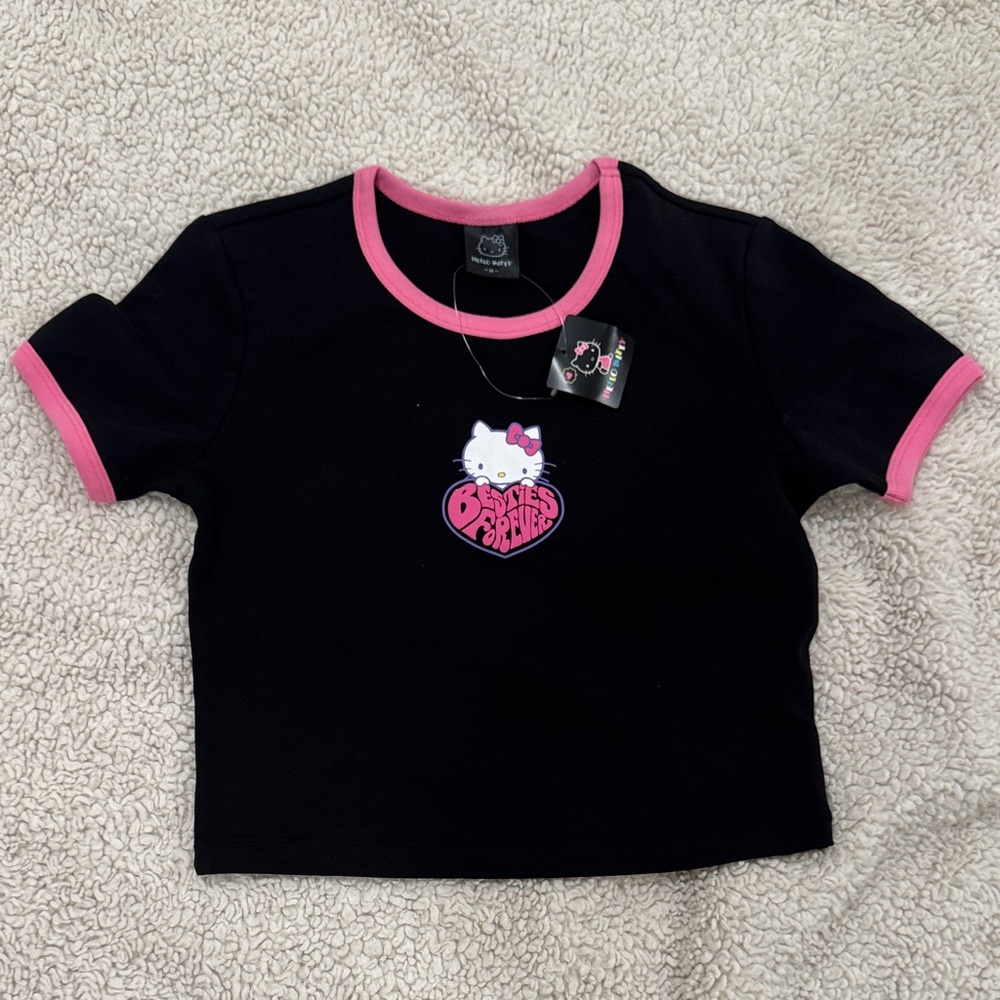 GU Hello Kitty Besties Forever Black and Pink Tee